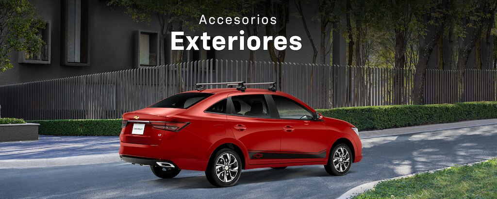 Conoce los accesorios externos originales disponibles para tu nuevo auto tipo sedán Chevrolet Aveo 2024